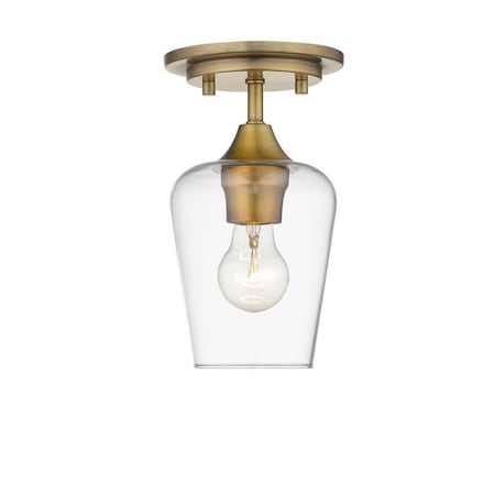 Z-Lite Joliet 1 Light Flush Mount, Olde Brass & Clear 473F1-OBR